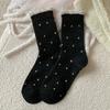 Polka Dot Wool Socks Children'S Stacking Socks Season Warm Retro Color Matching Lace Winter Velvet Thickened Stacking Socks