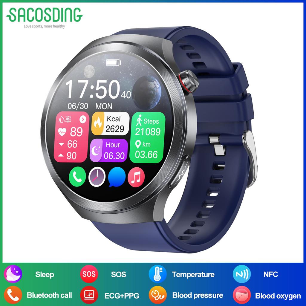 SACOSDING 2025 New AI Diagnosis ECG+PPG Smart Watch Blood Pressure Body Temperature Men Bluetooth Call Health Smartwatch