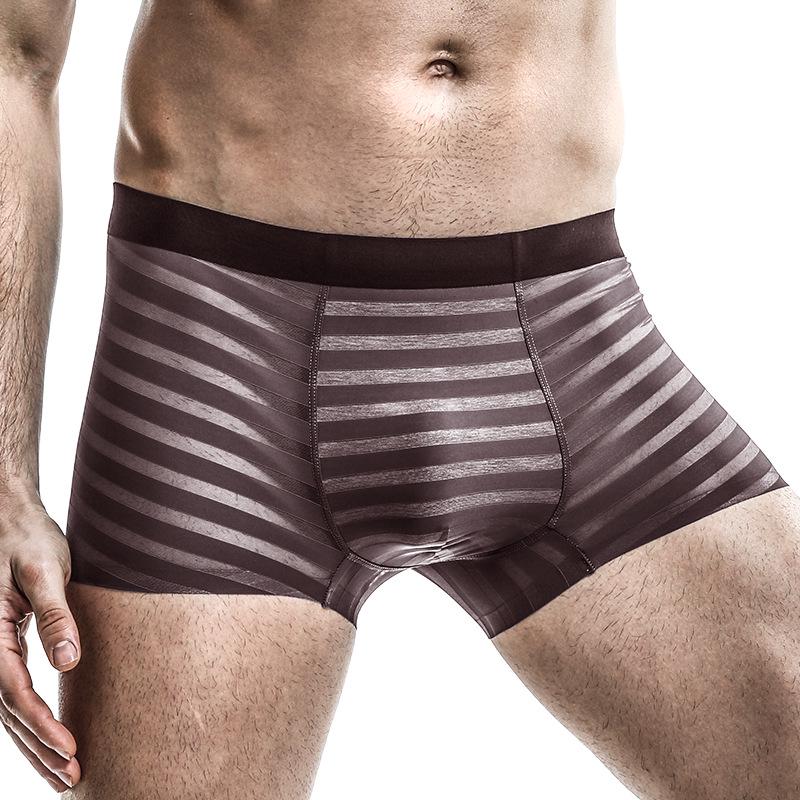 Aoyuan мужские дышащие полосатые боксерские шорты из ледяного шелка
