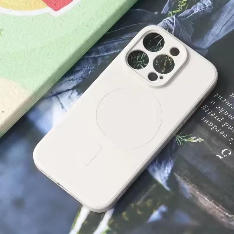 Жидкий силиконовый чехол для iPhone 16 15 14 13 12 11 Pro Max Plus, магнитное беспроводное зарядное устройство для Magsafe, противоударная задняя крышка