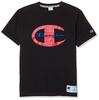 Мужская футболка Champion с коротким рукавом, графическим логотипом, логотипом-надписью, размер M, 100% хлопок, принт, вышивка, бирка, черный, (C3-R306)