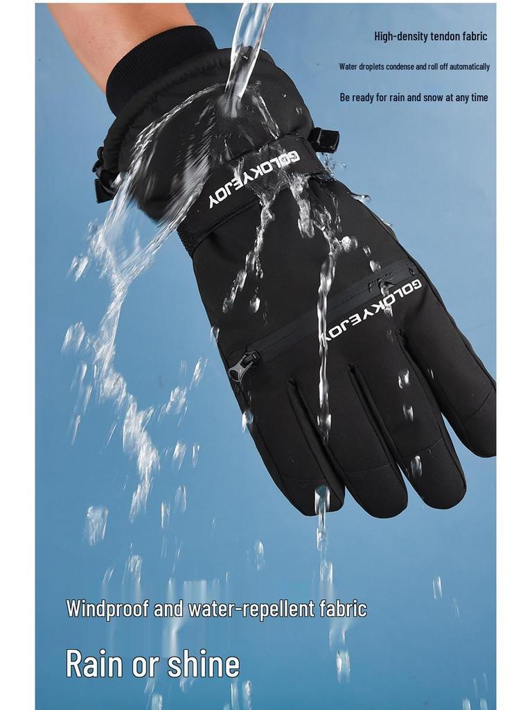 Водонепроницаемые зимние лыжные перчатки для мужчин и женщин, совместимые с сенсорным экраном, утолщенный плюш для велоспорта и мотоспорта
