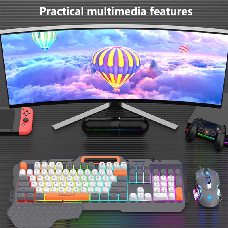 Игровая 108-клавишная проводная клавиатура и мышь, костюм с RGB-лампой для атмосферы, настольный компьютер, ноутбук, компьютер для киберспорта, игровой механический