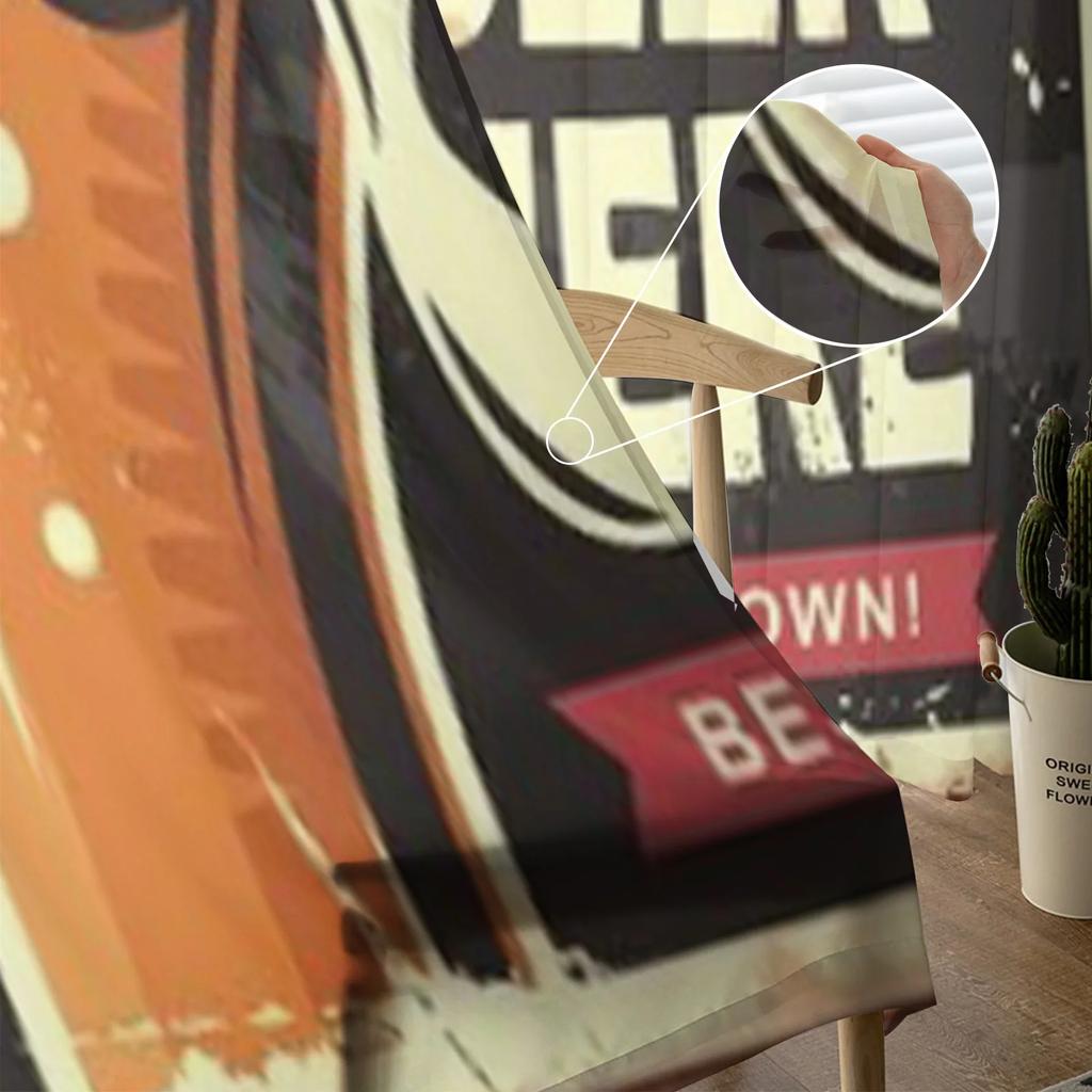 Pub Sign With Glass Of Beer Sheer Curtain For Living Room Bedroom Voile Curtains For Window Organza Curtains Party Tulle Drapes