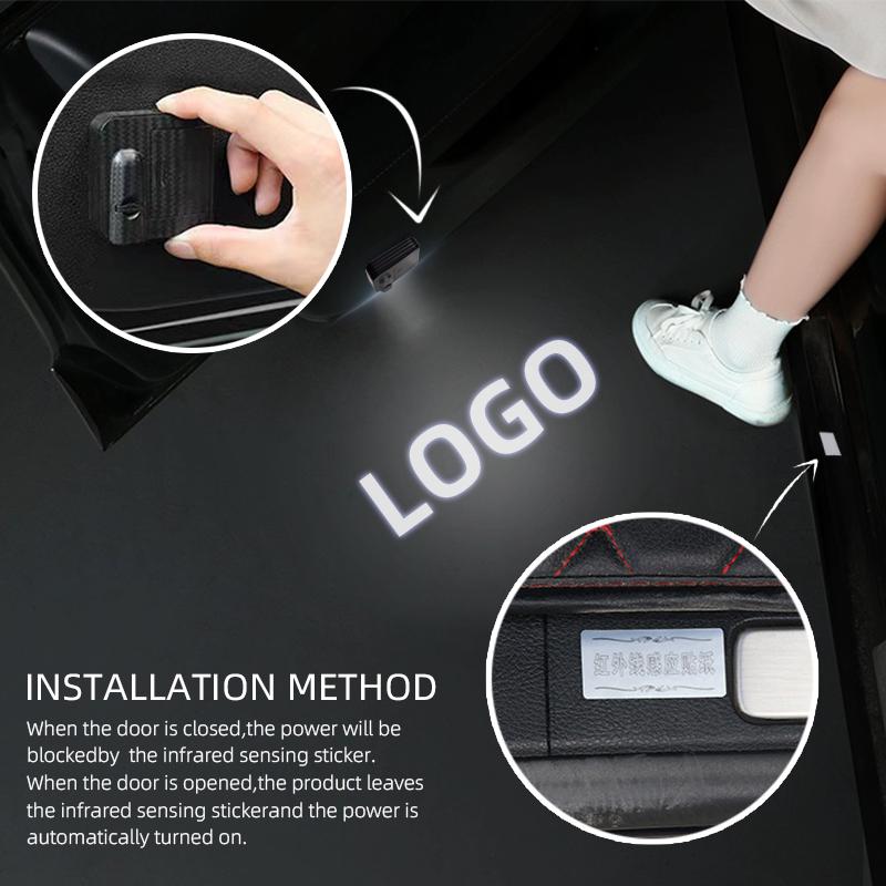 lkdxh8 1/2PCS Monte Carlo Car Logo Wireless Courtesy Car Door Projector LED Courtesy Lamp For Skoda Kamiq Superb Scala Octavia Rapid