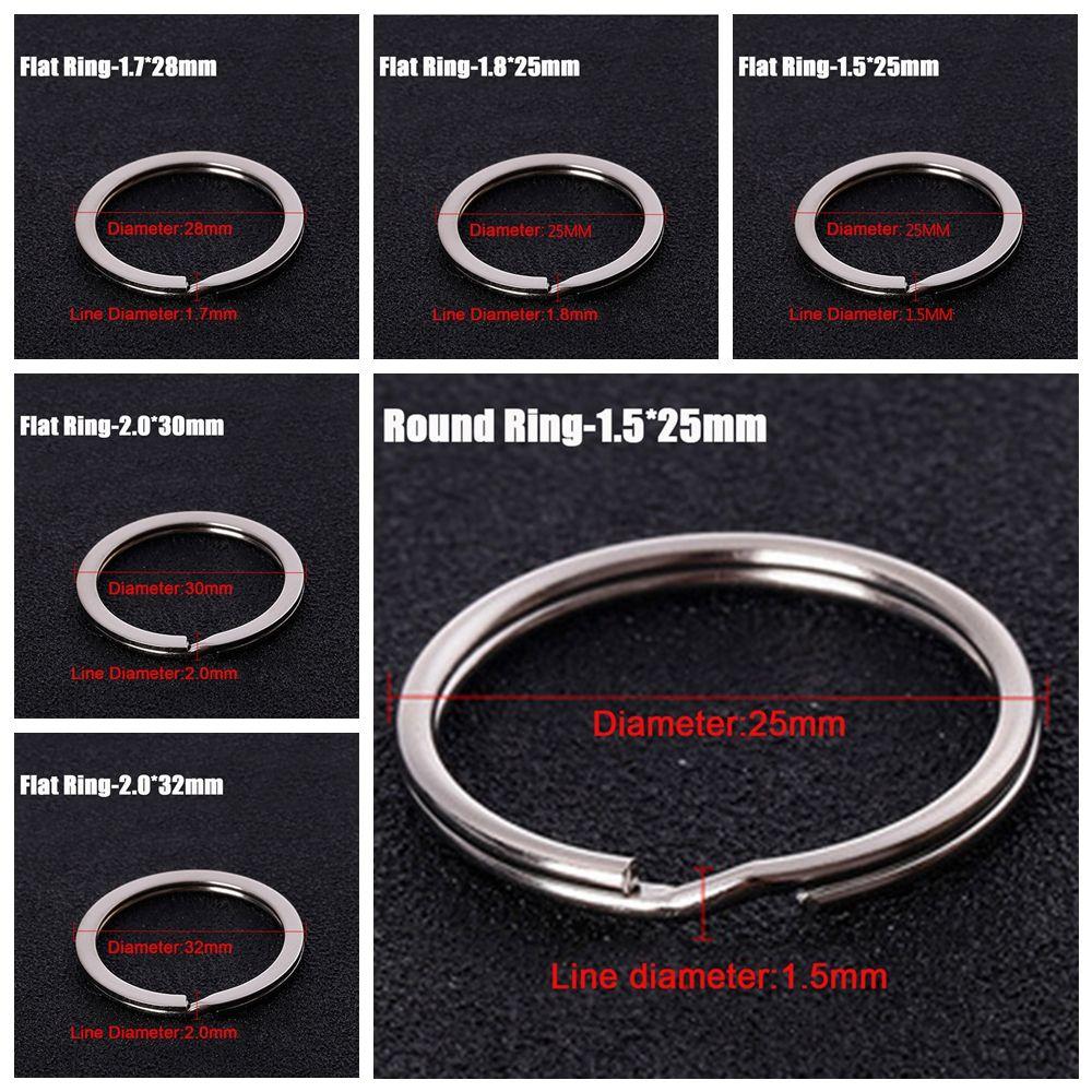 10Pcs/Pack 25/28/30/32mm Connectors Clasps Keychain Split Key Ring Chain Loop Stainless Steel
