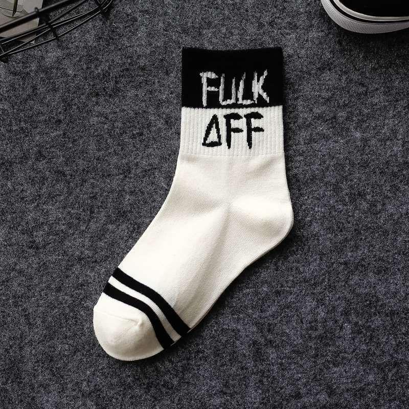 Стильные и удобные хлопковые черно-красные повседневные носки с крутым дизайном с принтом букв для мужчин и женщин