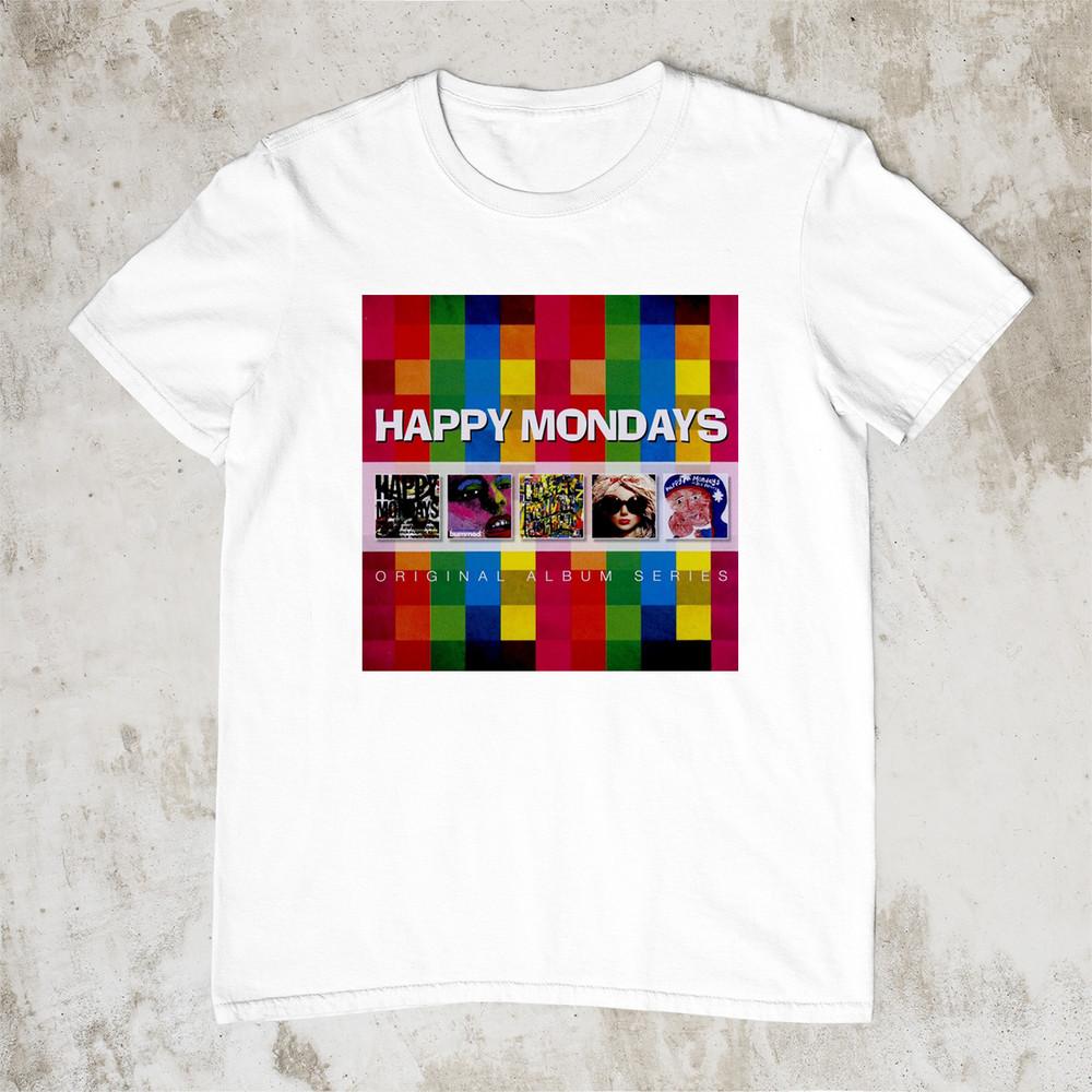 Happy Mondays band white T-shirt short sleeve album collage 1T244 Unisex T-Shirt