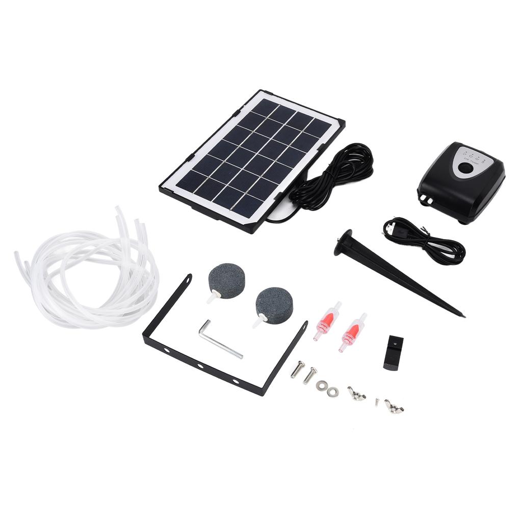 Солнечный кислородный насос Низкое давление Заземляющий штекер Аэрационный насос с кислородной трубкой и аэрационным камнем