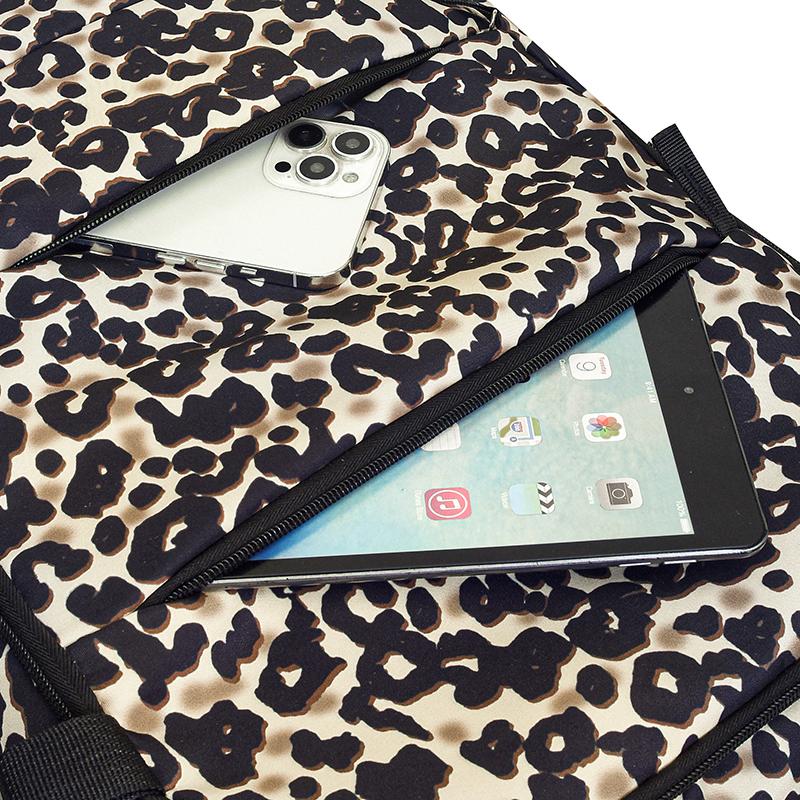 Рюкзак с леопардовым принтом, с несколькими карманами и регулируемыми лямками