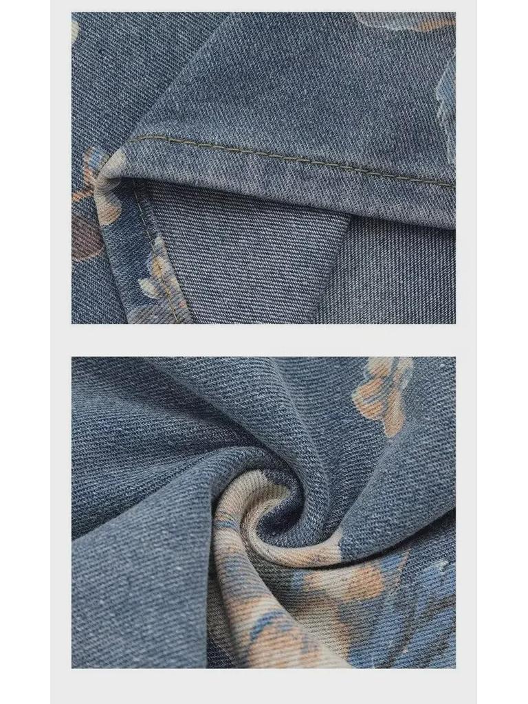 Женские ретро-синие джинсовые брюки широкого кроя - Летний стиль 2024 года