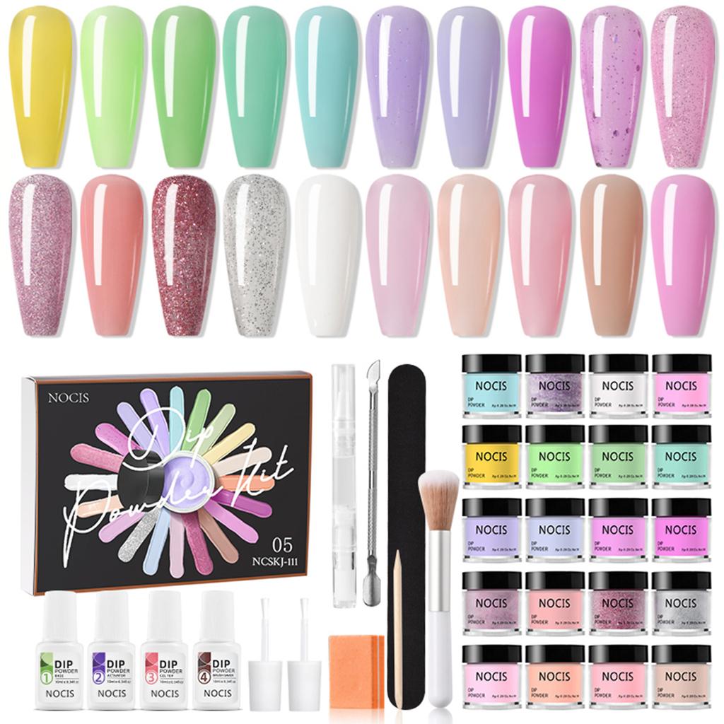 NOCIS 20 Colors Nail Dipping Powder Set Nail Art Dip Powder Starter Kit Fastdrying No UVLED Nail