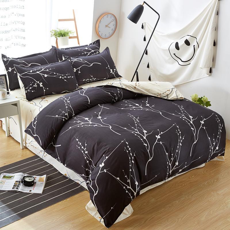 WTEMPO 4 PCS Bedding Set Breathable Bed Cover Skin-friendly Cotton Bed Decoration