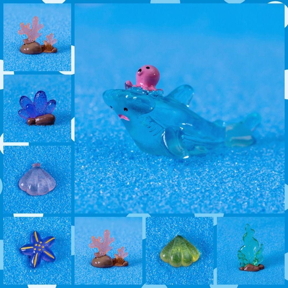 Фигурка кита из смолы, миниатюрные декоративные украшения для морских животных, декор для аквариума