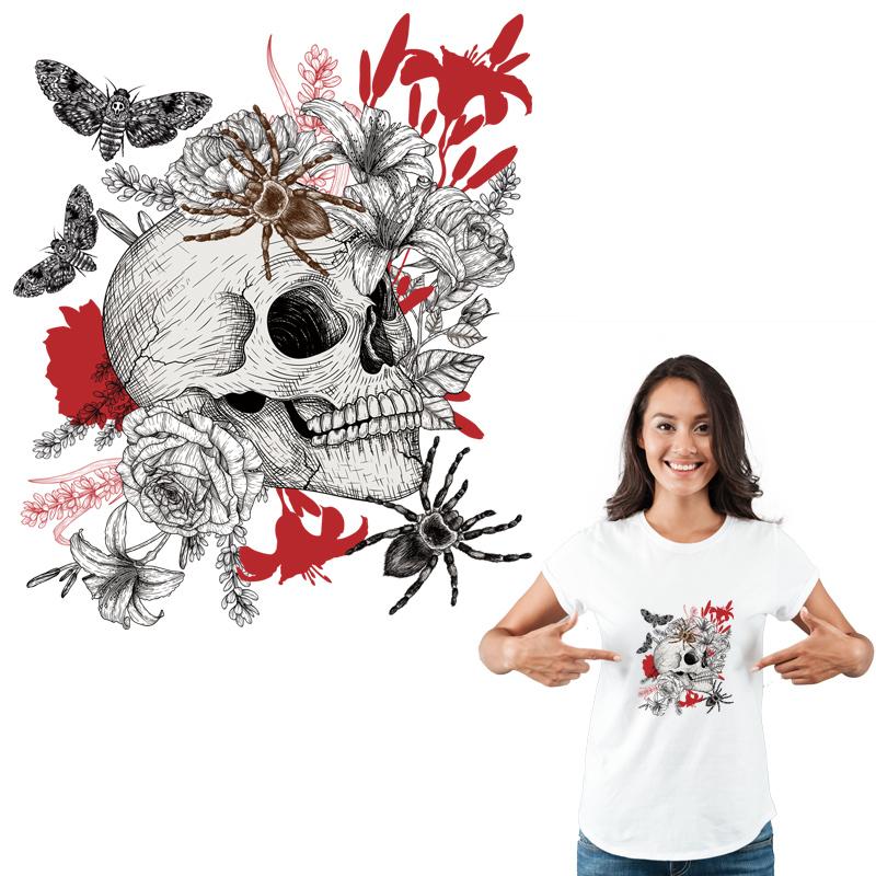 Термотрансфер, череп, животное, футболка с легким принтом, толстовка с капюшоном, сделай сам, термопресс, нашивка, самоклеящаяся одежда, термоплавкая нашивка