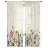 Spring Flowers Plants Wildflowers Sheer Voile Window Curtains Tulle Curtains Living Room Balcony Decoration Drapes