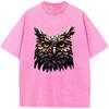 Men's Forest Owl Short Sleeve Shirt Cotton O-Neck Washed T-Shirt Novelty Casual Loose Bleach T Shirt Summer Bleached Tshirt