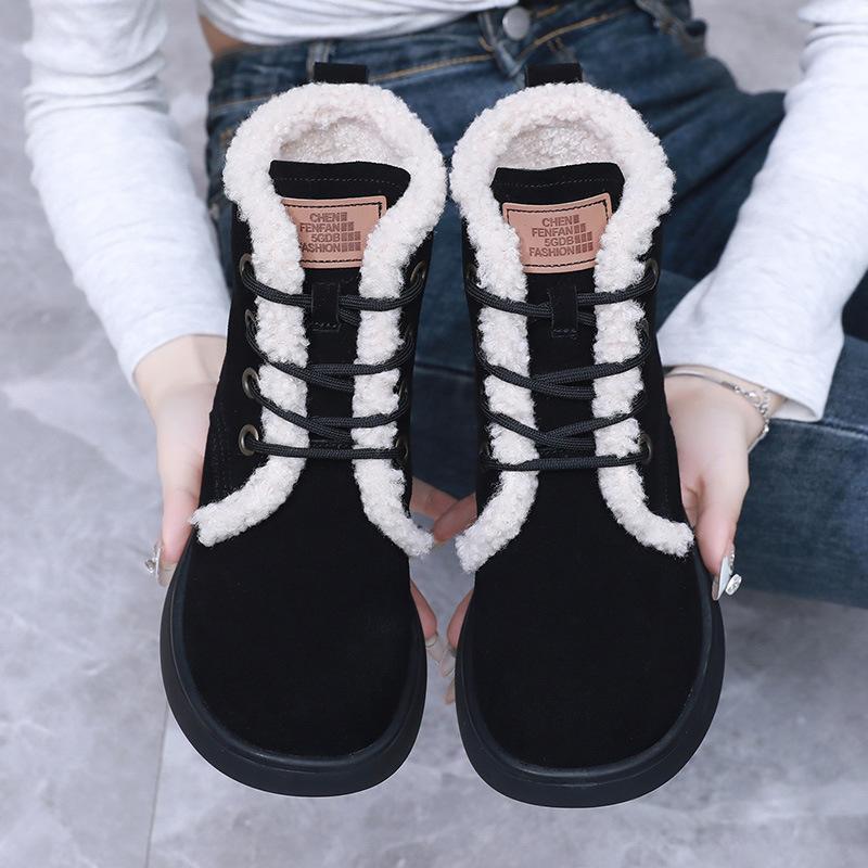 GKTINOO Snow Boots Women Genuine Leather Platform Sole Round Toe Warm Fur Sewing Design Winter 2024 Ladies Shoes Handmade