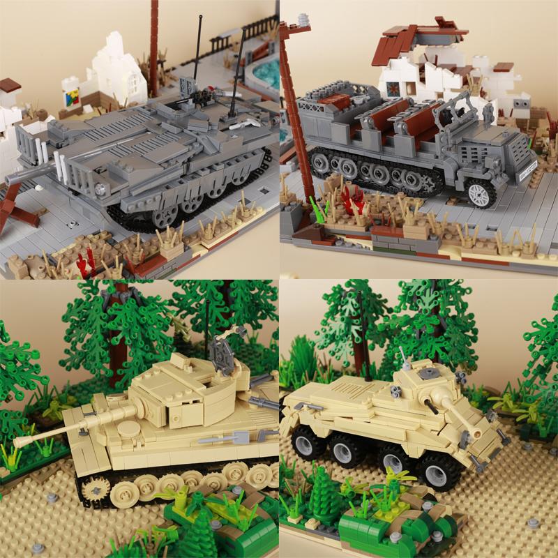 Конструктор MOC Игрушки Военный Автомобиль Транспортное Средство Танк WW2 Оружие Строительные Блоки Игрушка Немецкий Американский Солдат Бронированный Артиллерийский Грузовик Подарок Мальчикам
