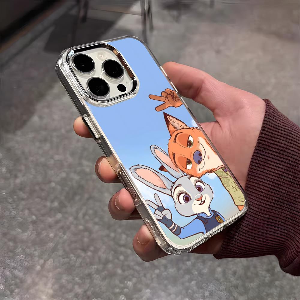Аниме Z-Зверополис Чехол для телефона для iPhone 17 Air 16 E 15 14 13 12 11 Plus Pro Max Гальванизированный Прозрачный Мягкий Чехол