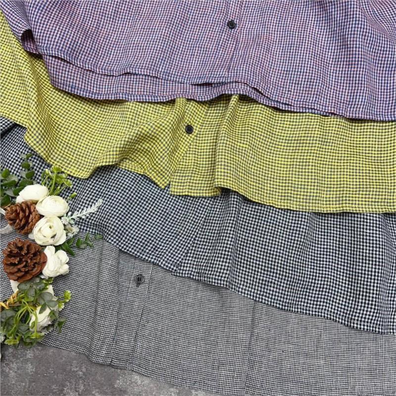 Johnature Японские плиссированные рубашки с круглым вырезом-аккордеоном, летние клетчатые универсальные топы с короткими рукавами, тонкие тонкие