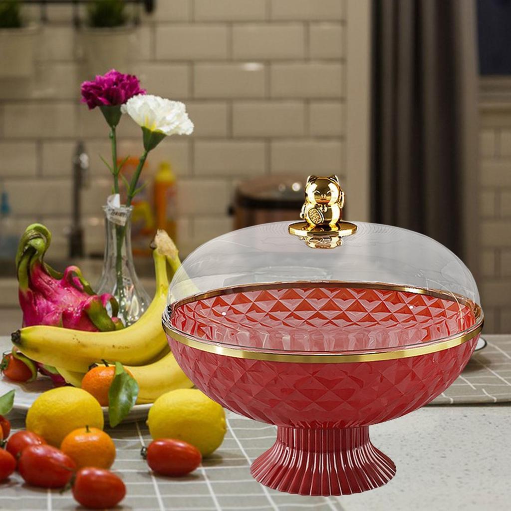 Фруктовая корзина-подставка с крышкой 21x25,8 см Декоративный поднос для хранения Сливной дизайн для семейных посиделок Легкий