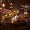 3Pcs Gold Color Ramadan Festival Art Tray Elegant Eid Candy Dish  Islamic Holidays