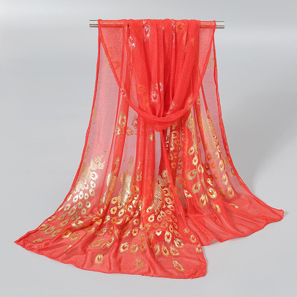 Женский элегантный темперамент, однотонный шарф с принтом павлина, легкая и удобная шаль