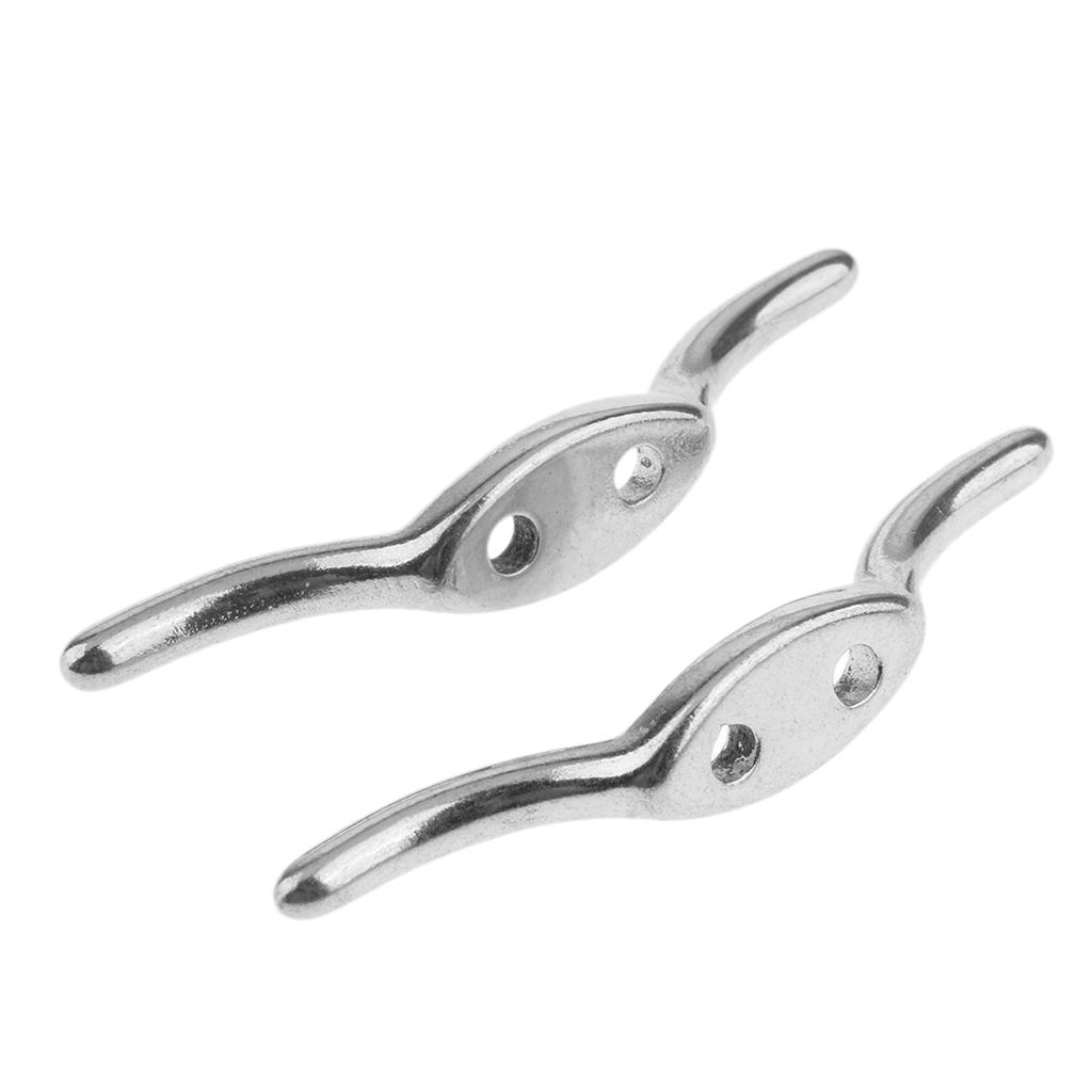 2Pcs Stainless Steel Rope Cleat Deck Mooring Marine Line Flag Anchor 67mm 3