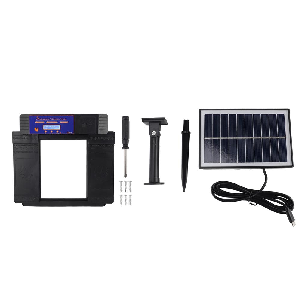 Automatic Chicken Door with Timer Solar Battery Powered LED Display Double Doors Electric Chicken