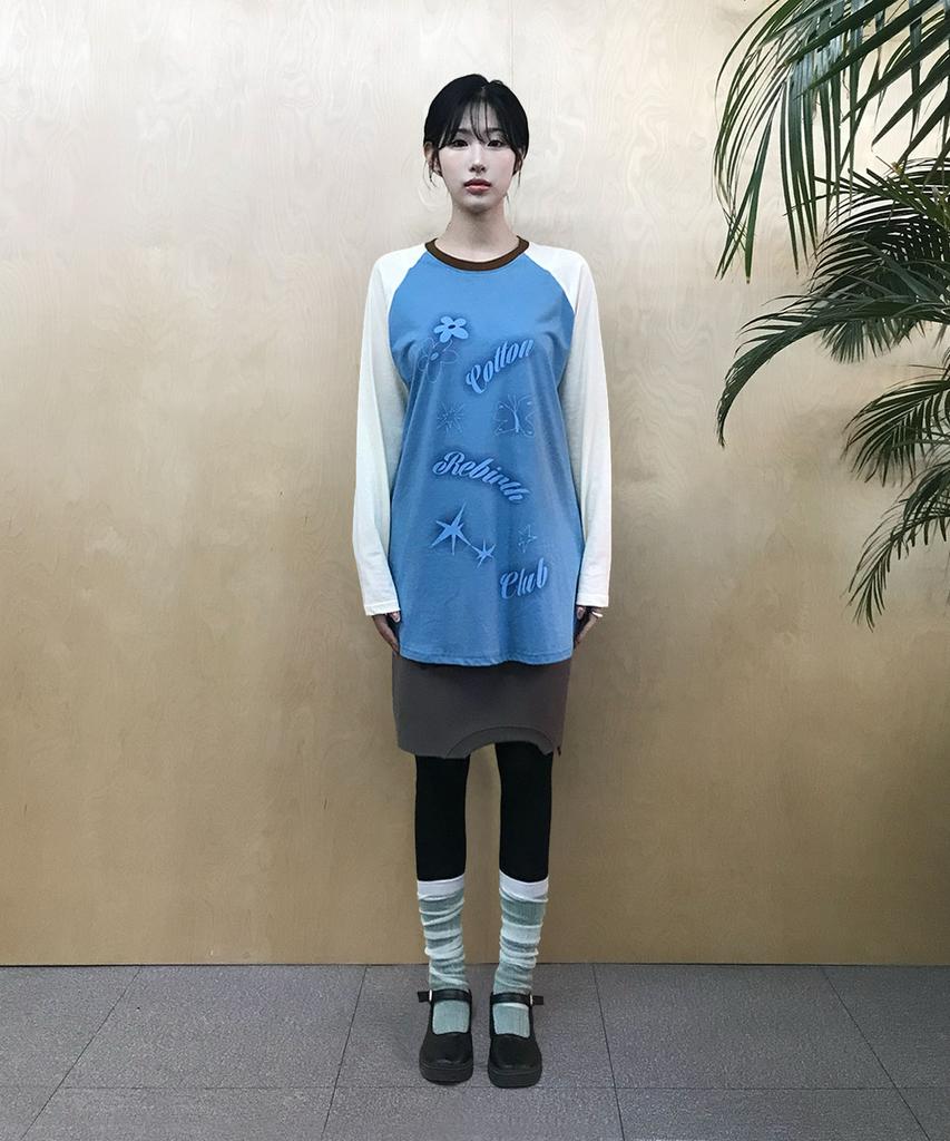 COTTONREBIRTHCLUB Contrast Raglan T-Shirt (Blue)