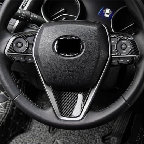 Carbon Fiber Steering Wheel Decor Frame Trim 3PCS For Toyota Camry 2018-2024