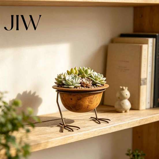Outdoor Plant Container Metal Bird Foot Planter Bowl, Vintage Chicken Duck Paw Base Small Succulents Sculptural Flower Bowl Pot, Rustproof Flowerpot