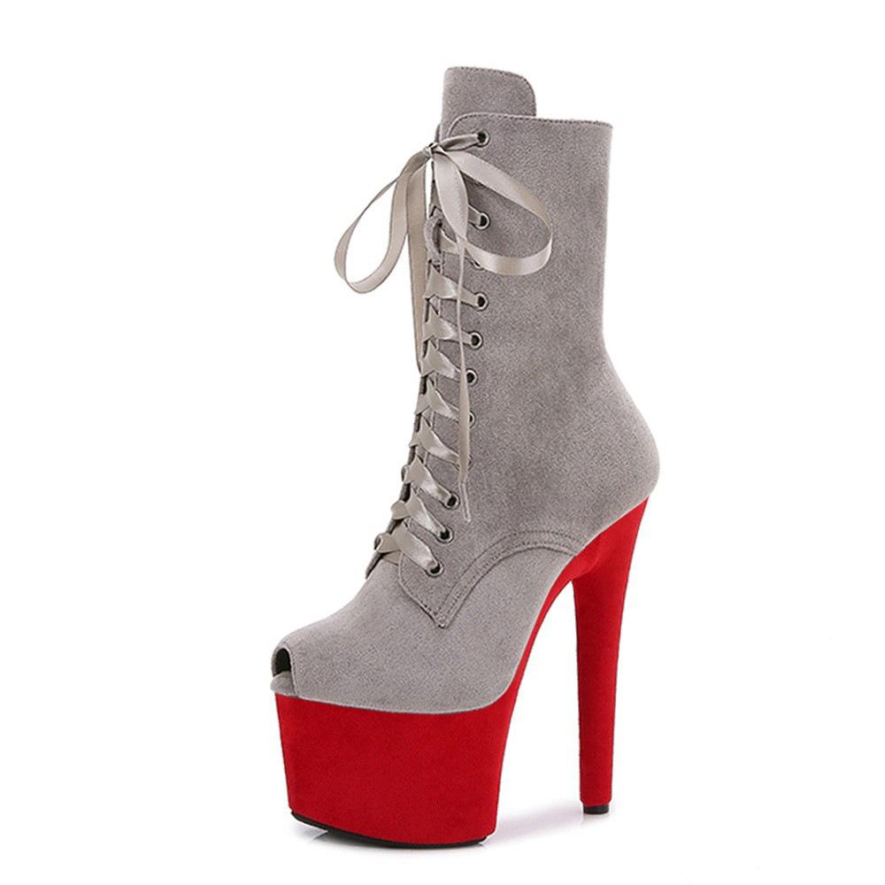 Сексуальные супервысокие сапоги 17 см с открытым носком, для танцев на пилоне, на высоком каблуке, для ночного клуба, модель подиумной обуви на платформе