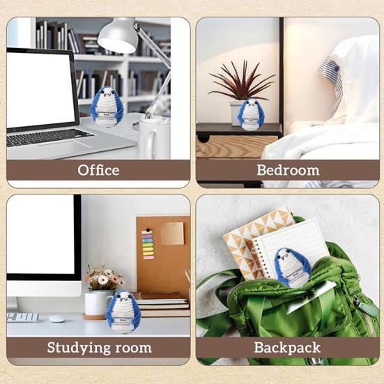 Positive Crochet Shark Doll with Encouraging Card Emotional Support Handmade Knitting Yellow