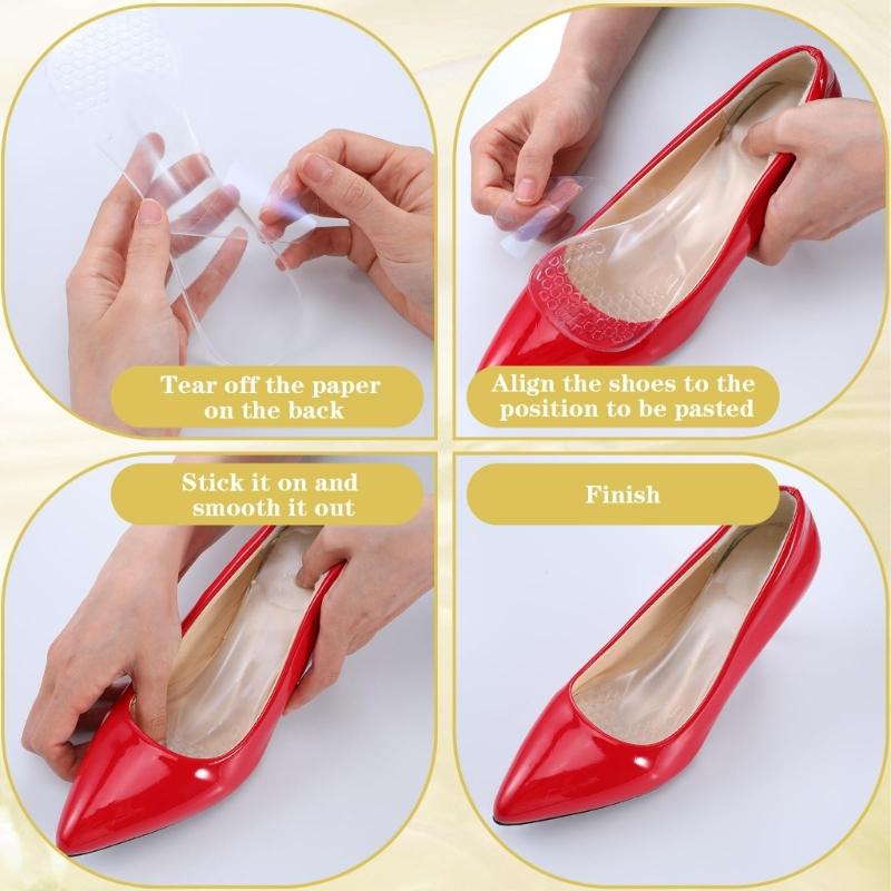 2 Pairs Women's Gels Cushion Insoles For High Heels With Arch Support And Antislip Design 3/4 Length Invisible Inserts