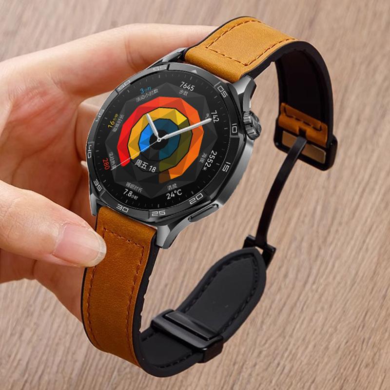 Leather Silicone Strap For Huawei Watch GT 5 46mm 41mm Sports Band Magnetic Leather Watchband For Huawei GT5 GT4 GT3 GT2 GT2e