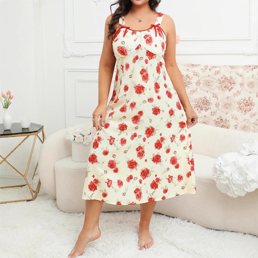 Женская сексуальная ночная сорочка на бретельках большого размера - Длинная, удобная, модная домашняя одежда