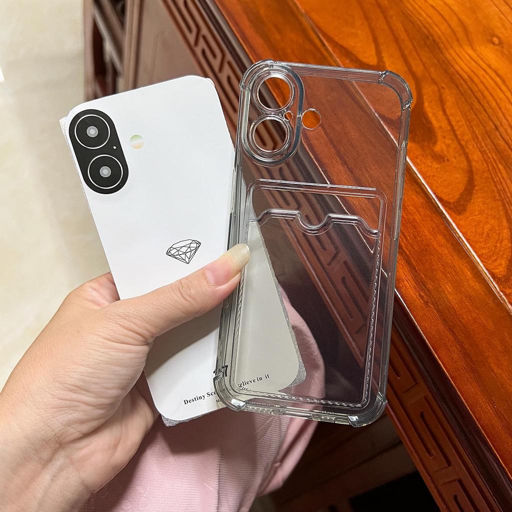 Прозрачный чехол для телефона с держателем для карт для iPhone 14/12 Pro - Мягкий чехол
