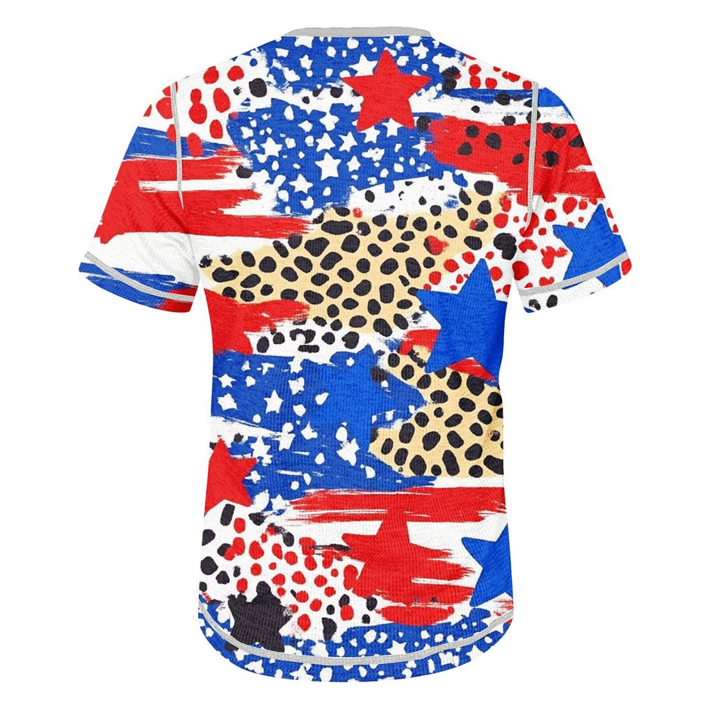 Летняя мужская футболка с воротником-стойкой и короткими рукавами с принтом «День независимости»