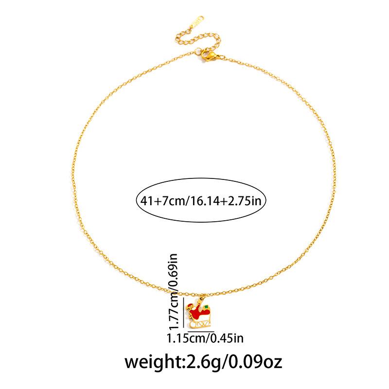 Stainless Steel Reindeer Necklace - Christmas Cartoon Clavicle Chain with Creative Design