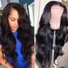Synthetic Wig Long Lace Black Wavy Wig for Women Middle Part Curly Natural Looking Heat Resistant Fiber for Daily