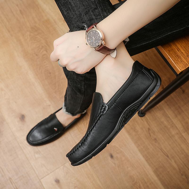 Men's Doudou Shoes Low-top Foot Cover Lazy Shoes Men's Casual Leather Shoes Soft Sole Soft Surface One Pedal Driving Shoes Men's Shoes