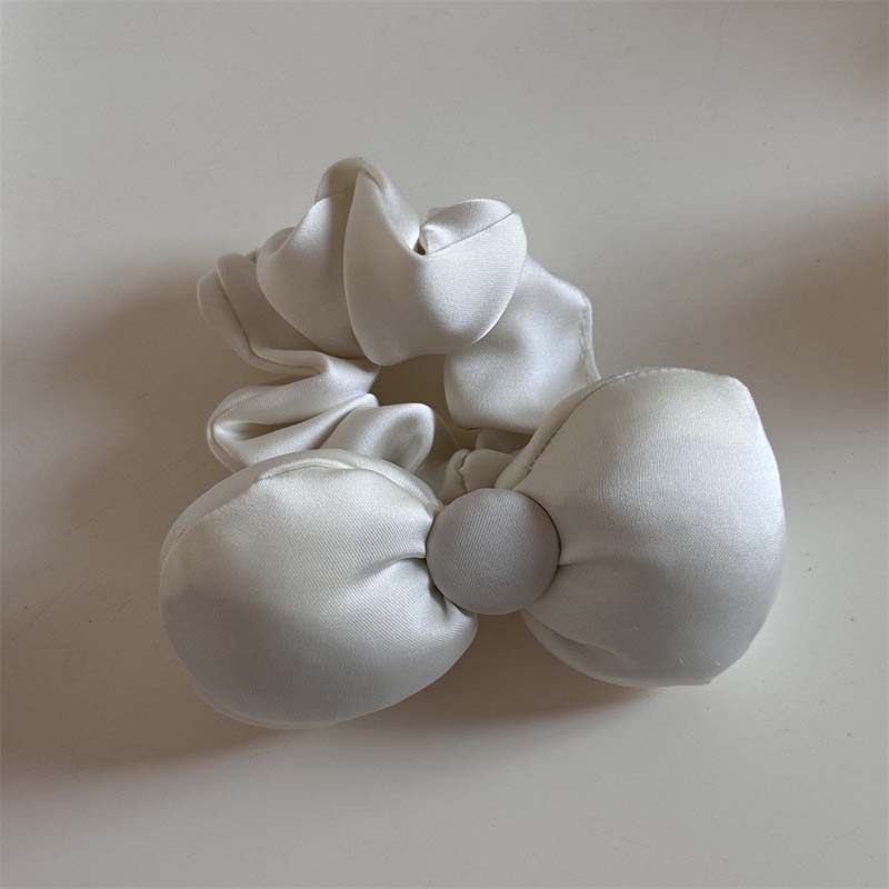 Новые корейские яркие бантики-скранчи для волос для женщин, милые однотонные атласные резинки для хвостика, аксессуары для волос