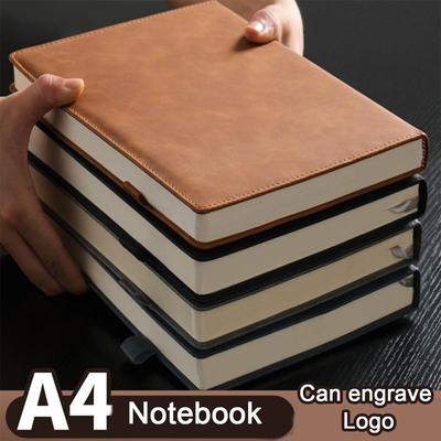Большой кожаный блокнот формата А4/А5, линованные страницы, книга для записи деловых встреч, студенческий дневник, предметная тетрадь, 200 листов, 400 страниц