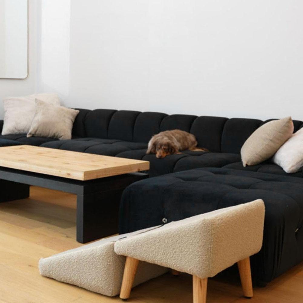 Складная рампа для собак со стулом-подставкой для ног, нескользящая лестница для питомцев, высота 13,8 дюйма, большая ступенька для питомца для доступа к кровати и дивану