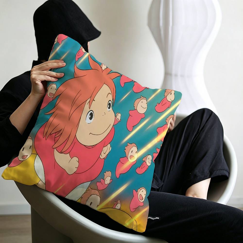 Cute PPonyo Movie on The Cliff Pillow Cushion Cover Pillowcase Living Room Sofa Home Decor Customized