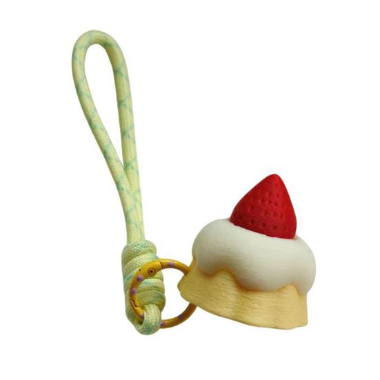 Keychain Pendant 3D Printing Strawberry Cake Design Decompression Clicker Toy with Lanyard Lightweight Mini Stress Relief Bag Pendant