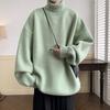 Turtleneck Gray for Men In Autumn Winter Lazy Style High-end Solid Color Loose Pullover with Knitted Sweater Inside