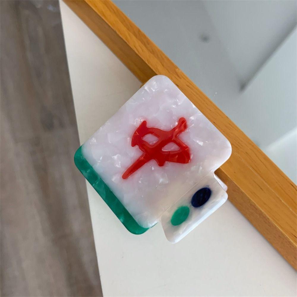 Заколка для волос из ацетата с рисунком, новая заколка для волос в китайском стиле в виде акулы, милая женская заколка для волос в виде маджонга